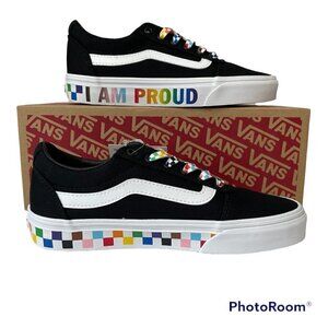New Vans Ward Old Skool Rainbow Pride Checkerboard Sneakers I Am Proud size 5.5